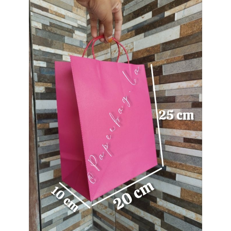 

Paperbag 20x25 Pink Premium Tali ulir / Hampers / Souvenir