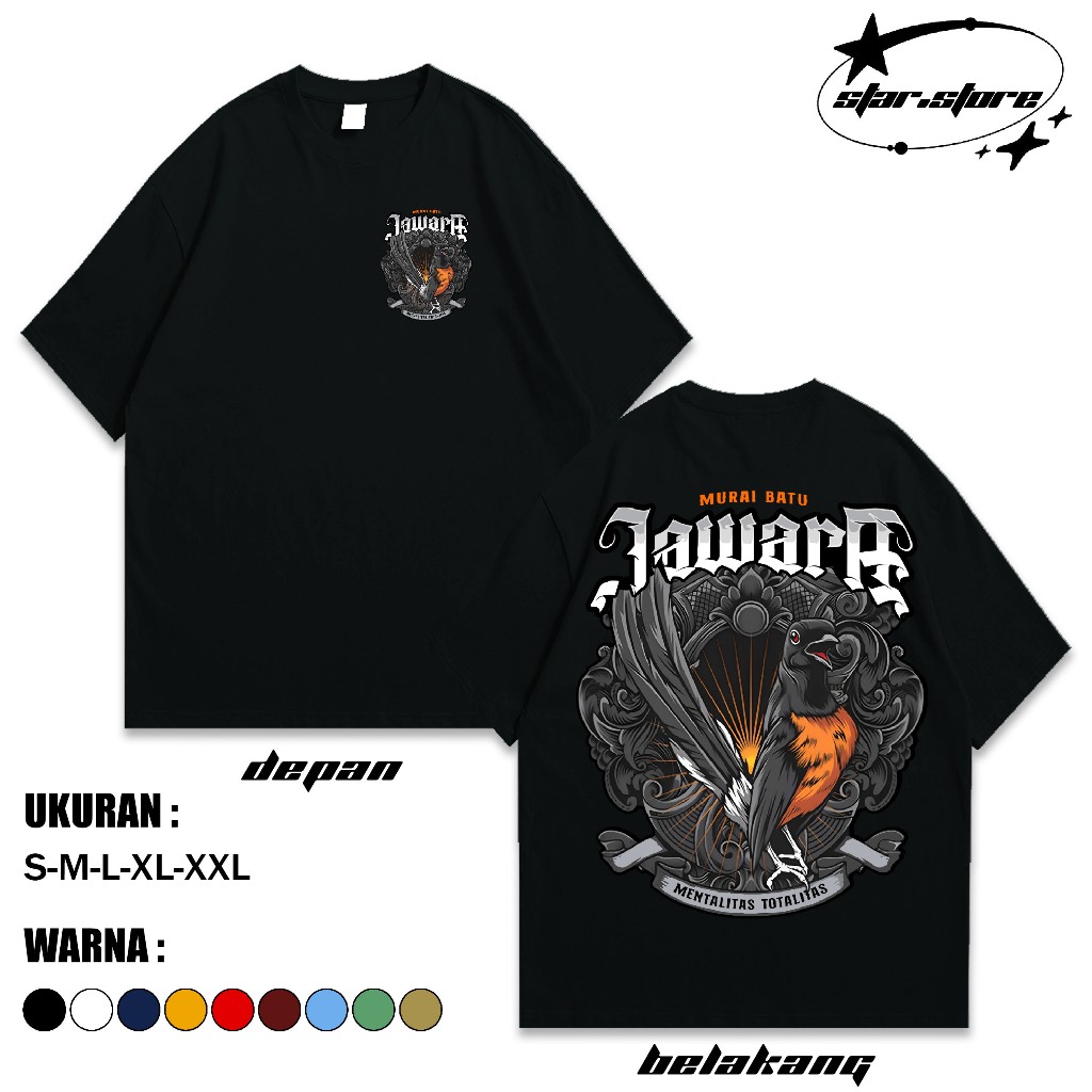 KAOS BURUNG MURAI JAWARA - KAOS DISTRO - BAJU KAOS DISTRO PRIA DEWASA - BAJU ATASAN