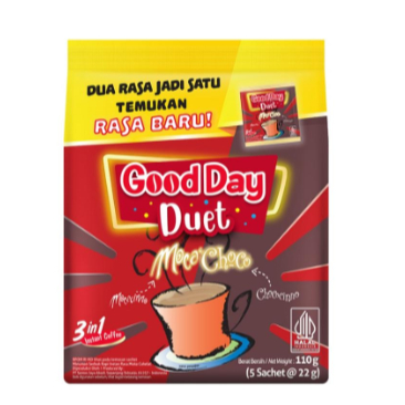 

Good Day Duet Moca Choco Moccacinno + Chococinno Kopi Instan 5 x 22g