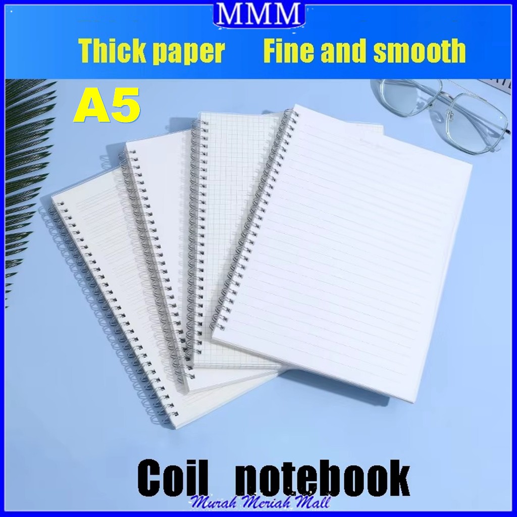 

MMM Buku Tulis Catatan Notebook A5 Jurnal isi 50 Lembar Kotak Garis Polos Titik Cover Transparan Blank Spiral Notebook Transparant