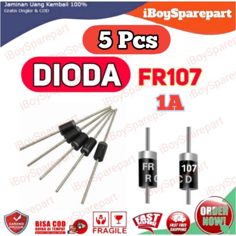 (5 Pcs) Dioda FR107 DO-41 Dioda Fr107 1A Fast Recovery Rectifiers