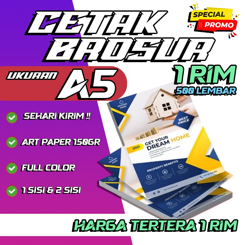 CETAK BROSUR A5 KERTAS ARTPAPER 1 RIM / 500 LEMBAR | UKURAN A5 / BROSUR A5 KERTAS ARTPAPER