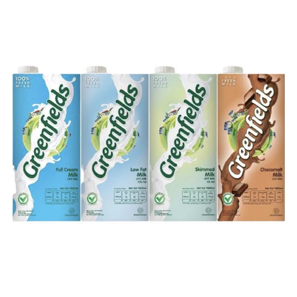 

Greenfields Susu UHT Rasa Chocolate Chocomalt Milk, Full Cream Milk, Low Fat Milk 950ml / 1L