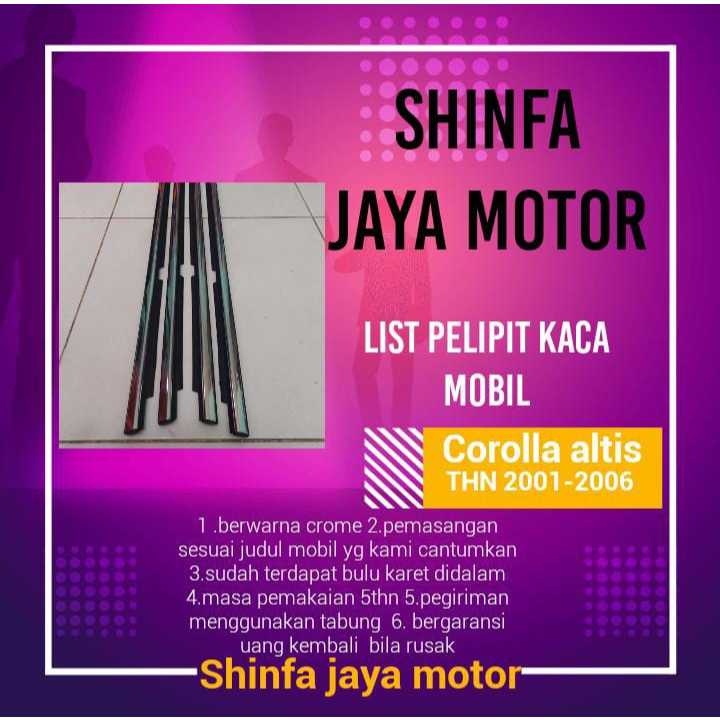 list pelipit kaca /karet list pelipit kaca samping mobil corolla altis 2001-2006