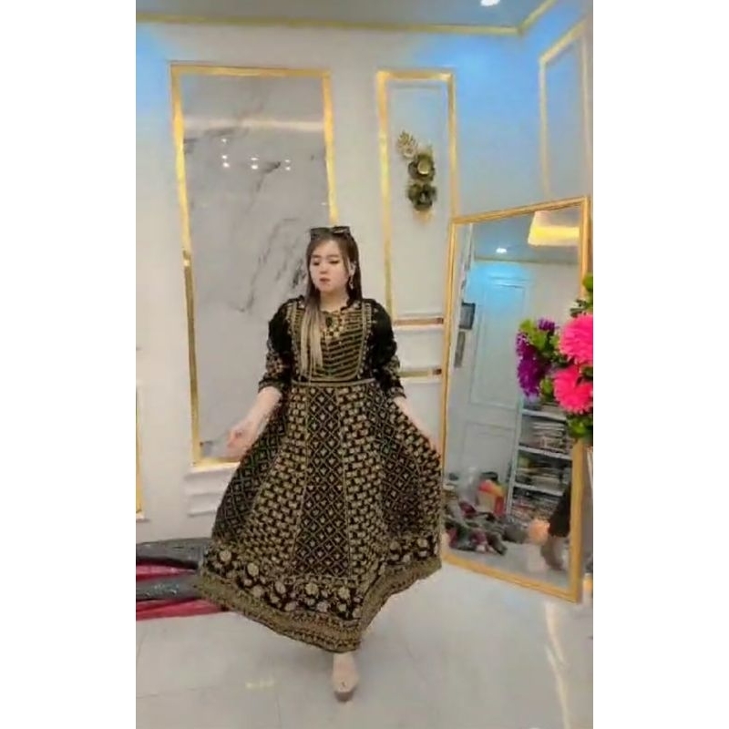 Gamis Hindi Bordir Sultan Magdalena Twill Premium Dress Wanita Mewah