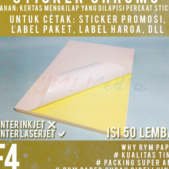 

KP8 Sticker Chromo F4 isi 5 lembar Kes Stiker Glossy Mengkilap Folio