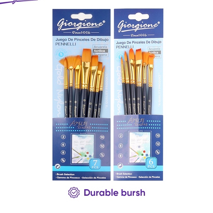 

HJ6 Giorgione Paint Brush Set Kuas Lukis 34567 Pcs Nylon Taklon