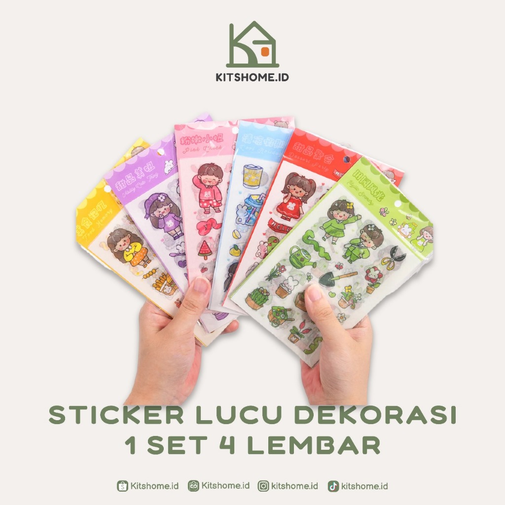 

1 set isi 4 lembar sticker lucu hias dekorasi planner diary journal cute