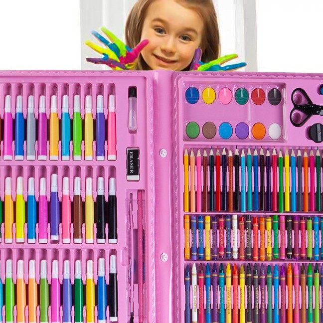 

KP8 HY Crayon Anak Mewarnai dan Melukis Lengkap dengan Cat Air Crayon Set Koper 15 in 1