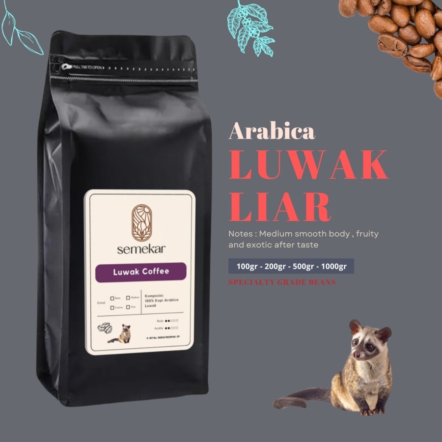 

Kopi Luwak Liar Arabica Aceh Gayo murni Asli fresh biji bubuk Semekar