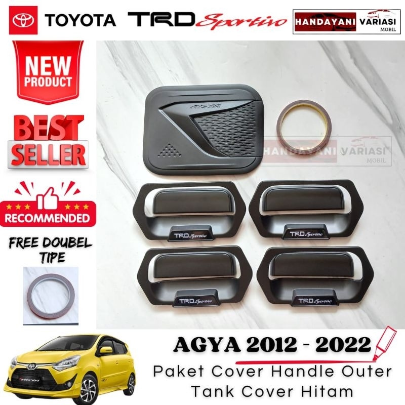 Paket Cover Handle Outer Pintu Tank Cover Mobil Toyota Agya 2013 2022 Hitam TRD Sportivo
