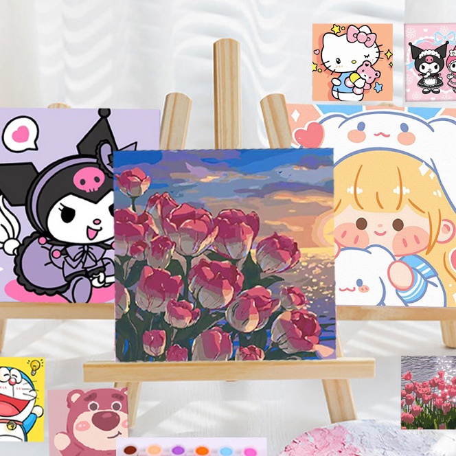 

Spesial BALODY Paint By Number 2x2cm Kit Kartun DIY Painting Kit Canvas Paint By Number Dital Melukis