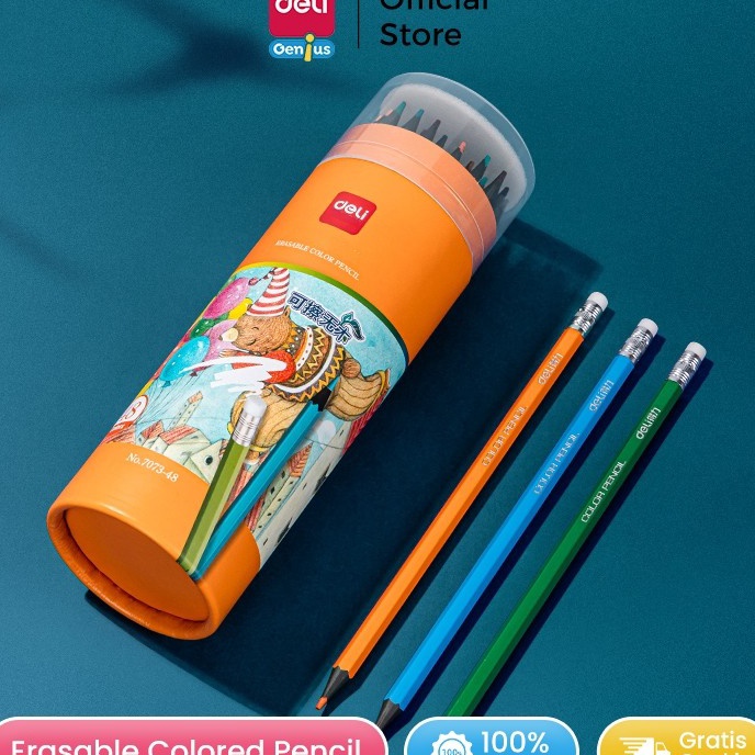 

KF7 Deli Erasable Colored Pencil Pensil Warna 12243648 Warna Bisa Dihapus WoodFree 773