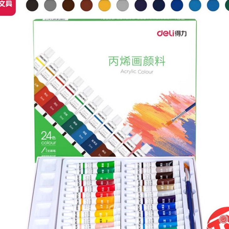 

KP8 Cat Akrilik Deli Acrylic Paint 24 Warna 24 x 5 ml Bonus Kuas Palet