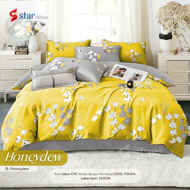 sprei katun lokal motif bunga kuning homemade