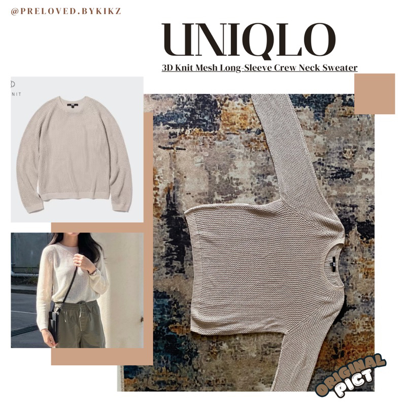 UNIQLO 3D knit Mesh Long Sleeve Crewneck Sweater