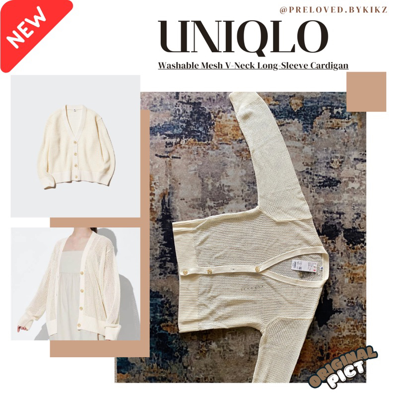 NEW UNIQLO Washable Mesh V Neck Cardigan