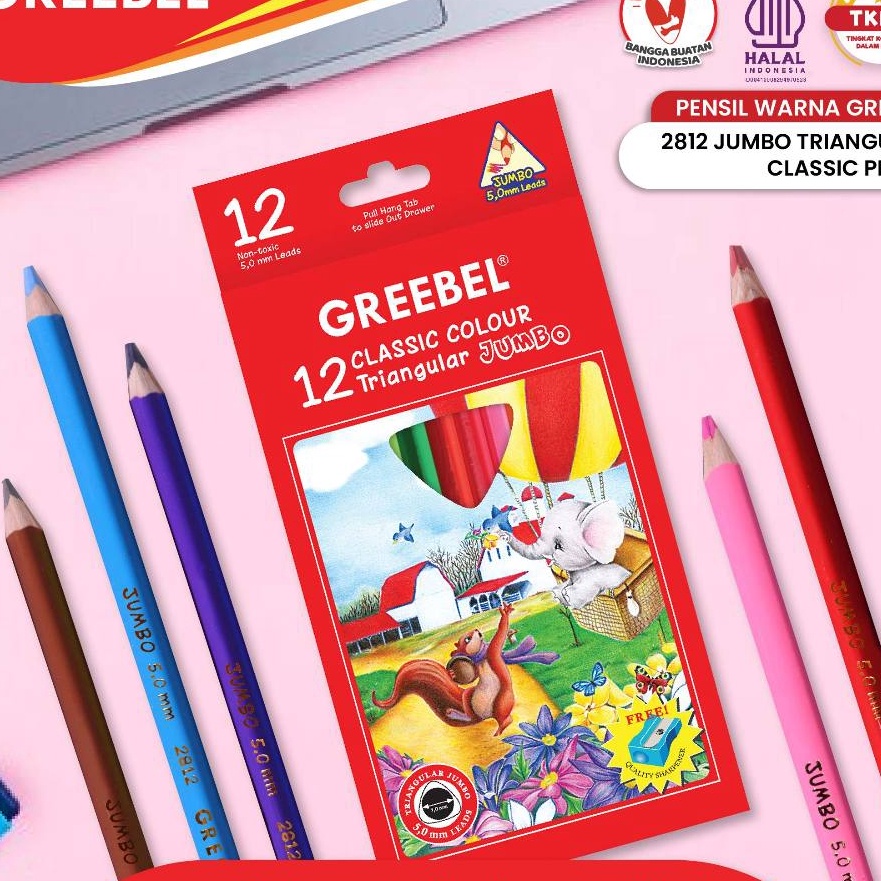 

Terkini GREEBEL Pensil Warna 2812 Jumbo Triangular Hexagona Coloring Pensil Warna Greebel Pensil Warna Aman untuk Anak Mewarnai