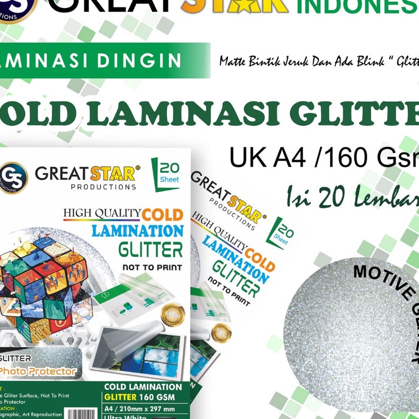 

KF7 LAMINASI DINGIN GLITTERCOLD LAMINATION A42 lembar 16 gr