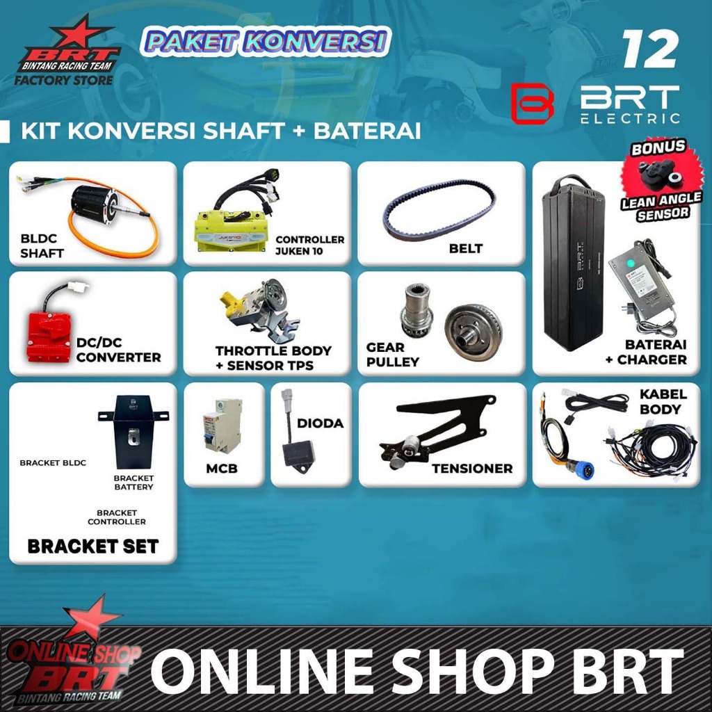 PAKET KONVERSI SHAFT & BATTERY BATERAI BRT 2KW 72V MATIC EV KONVERSI MOTOR LISTRIK