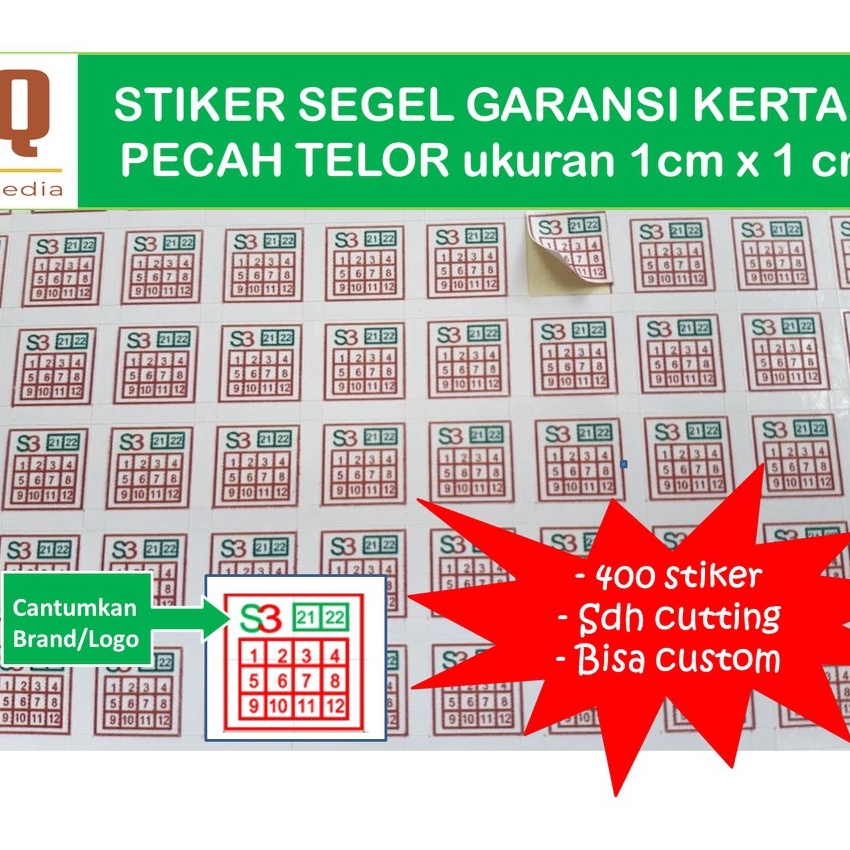 

Gila CETAK KILAT FREE DESAINStiker Khusus Segel Garansi 1cmx1cm Bahan Kes Pecah Telor PREMIUM