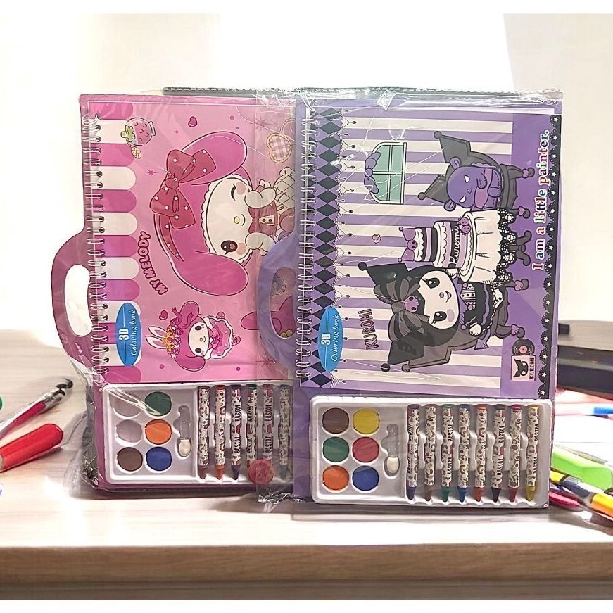 

KI3 CRAYON DRAWING COLORING BOOK KUROMI MELODY Buku Gambar Mewarnai Karakter 3D Kuromi Melody Hello Kitty Coloring Book 3D Set Crayon Belajar Melukis Menggambar