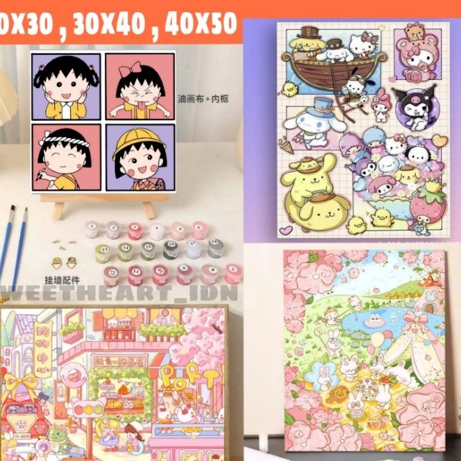 

HJ6 Canvas Painting By Number 2X3 CM 3x3 CM 4X5 CM Melukis Mewarnai Kanvas Nomor Prakarya Anak Canvas