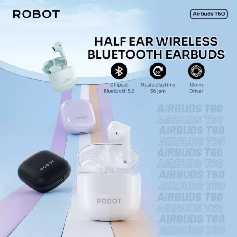 HEADSET BLUETOOTH TWS ROBOT T60 |  HEADSET BLUETOOTH | SUPERBASS | TERLARIS