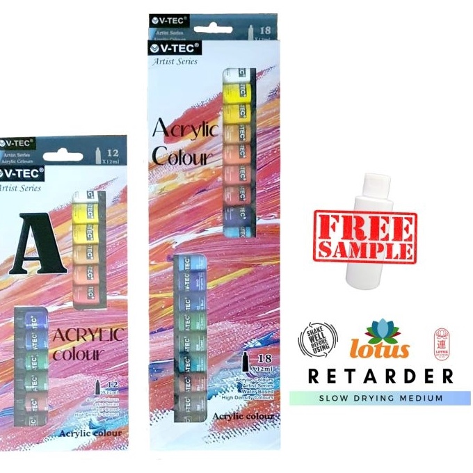 

KP8 VTEC Acrylic Colour set 12 warna x 12ml tube