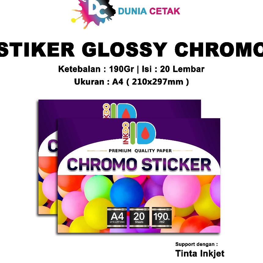 

Premium Kes Sticker Chromo A4 isi 2 Lembar Stiker Glossy Mengkilap