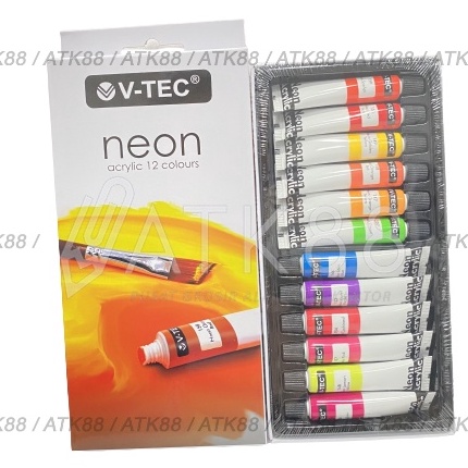 

KP8 Cat Acrylic Neon Colour VTEC Cat Akrilik 12 Warna 6ml VTec