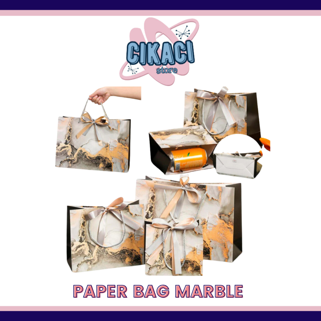 

MEDIUM PAPER BAG MARBLE JUMBO MOTIF MARMER + PITA PREMIUM TAS HAMPERS KADO GIFT HADIAH KANTONG GOODIE