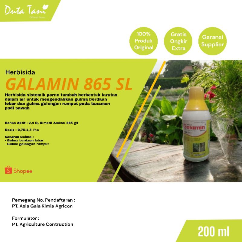 Herbisida Galamin 865 SL (2,4 D, Dimetil Amina : 865 g/l)
