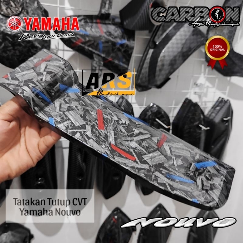 Tutup CVT Tatakan Atas Yamaha Nouvo Carbon WTP Motif Chopped Merah Biru