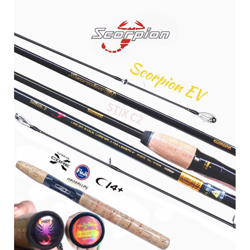 PROMO joran shimano scorpion EV HITAM cs  panjang 183/168cm 6-14lbs + EMBLEM LOGO KELEJENGKING