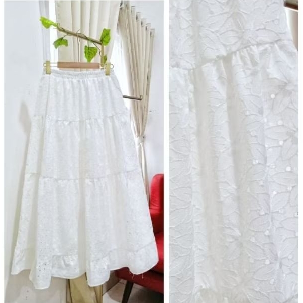 ROK KATBOL PUTIH/ ROK PUTIH KATUN BORDIR/ROK KATUN PREMIUM