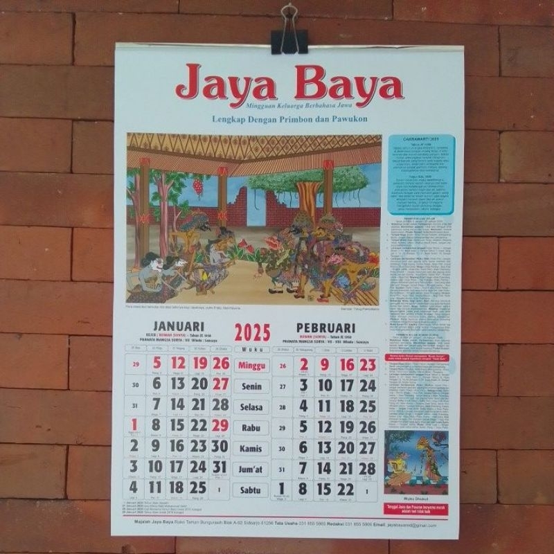 

KalenderJaya Baya 2025 Lengkap Dengan Primbon & Pakuwon Original
