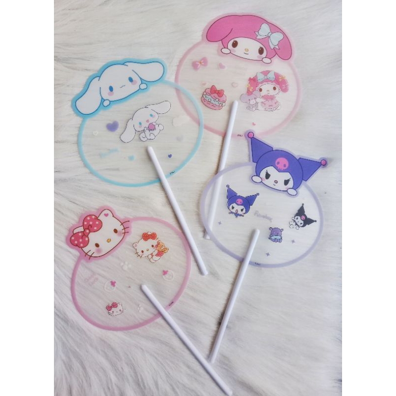 Kipas tangan karakter Sanrio Kuromi Cinnamoroll Melody Pochacco