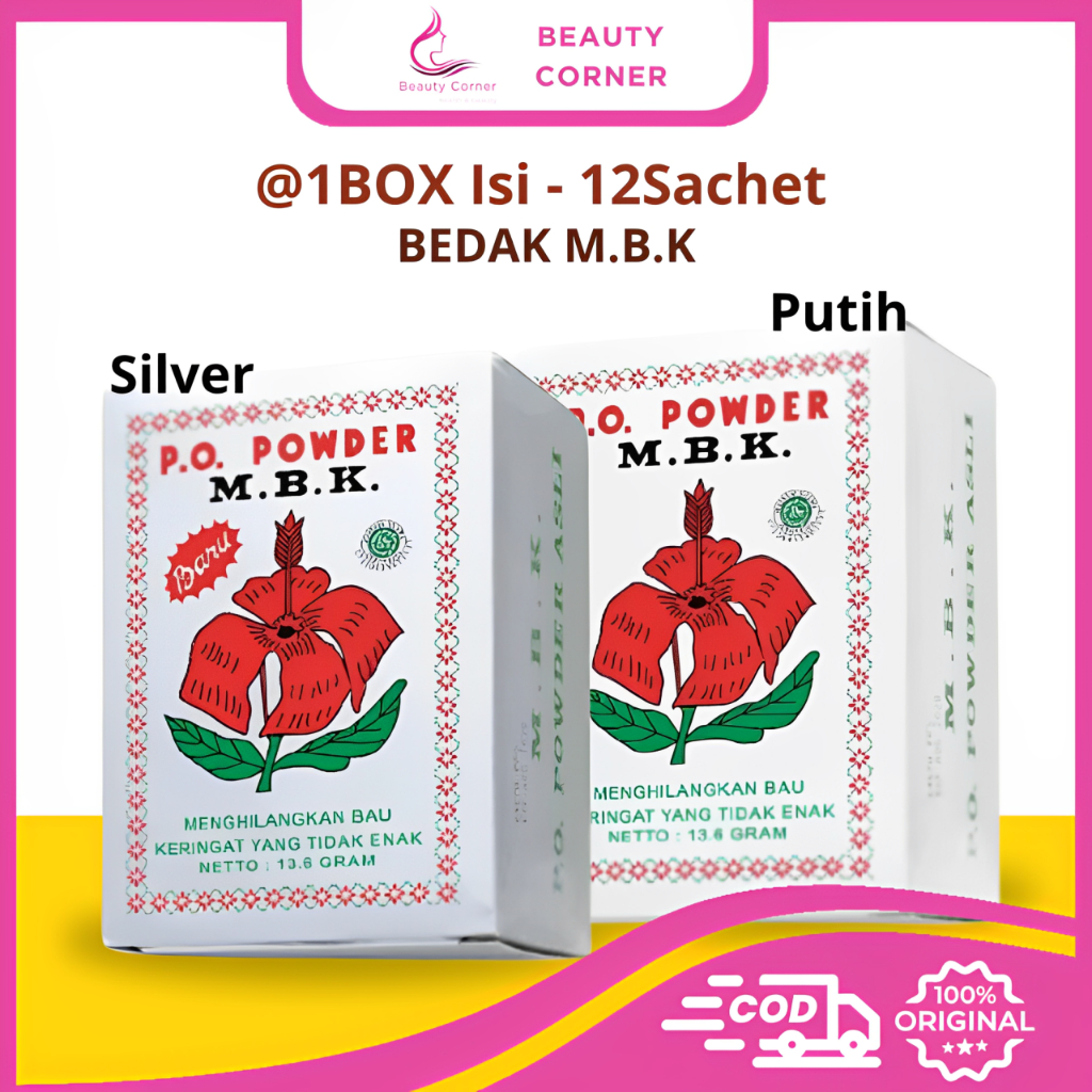 Bedak M.B.K @1BOX - 12Sachet - MBK Bedak Penghilang Bau Badan Dan Keringat