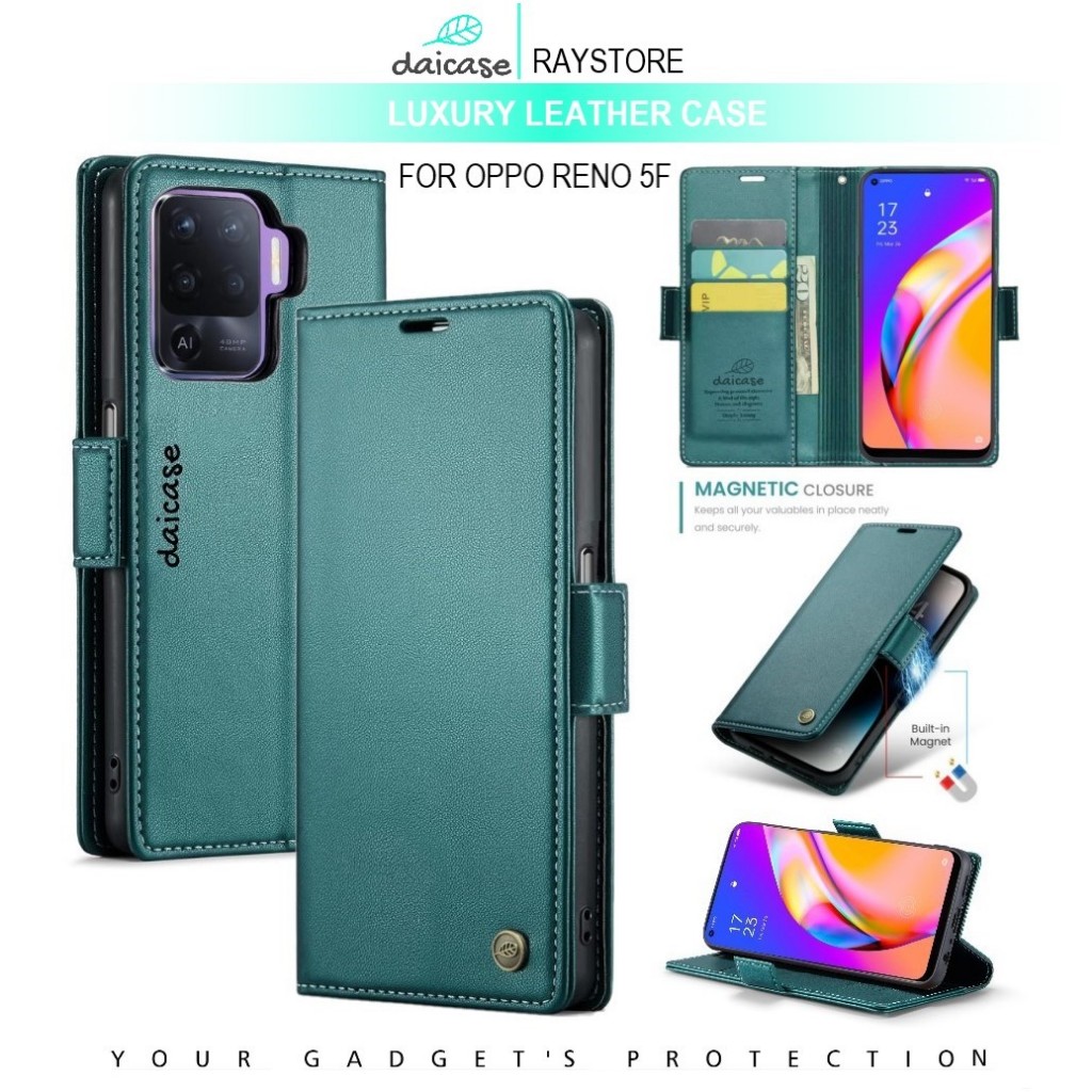 OPPO RENO 5F FLIP LEATHER CASE PREMIUM-FLIP WALLET CASE UNTUK OPPO RENO 5F