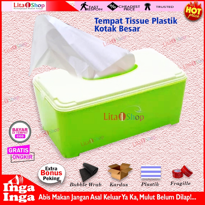 Tempat Tisu Persegi Besar Plastik - Tissue Box Persegi Panjang - Wadah Tisu