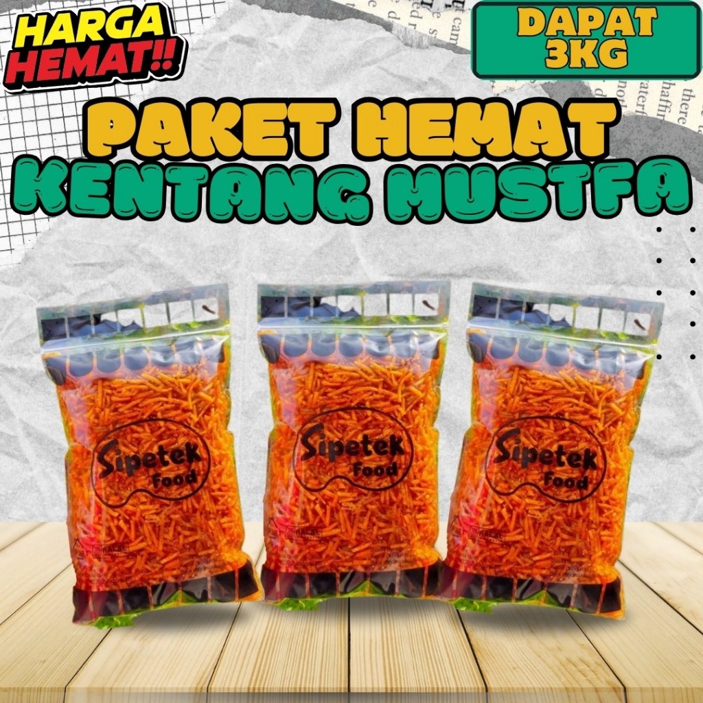 

PAKET HEMAT Kripik Kentang Mustofa Rasa Pedas Manis Spesial Bumbu Balado Cikruh Nikmat Dapat 3 kg