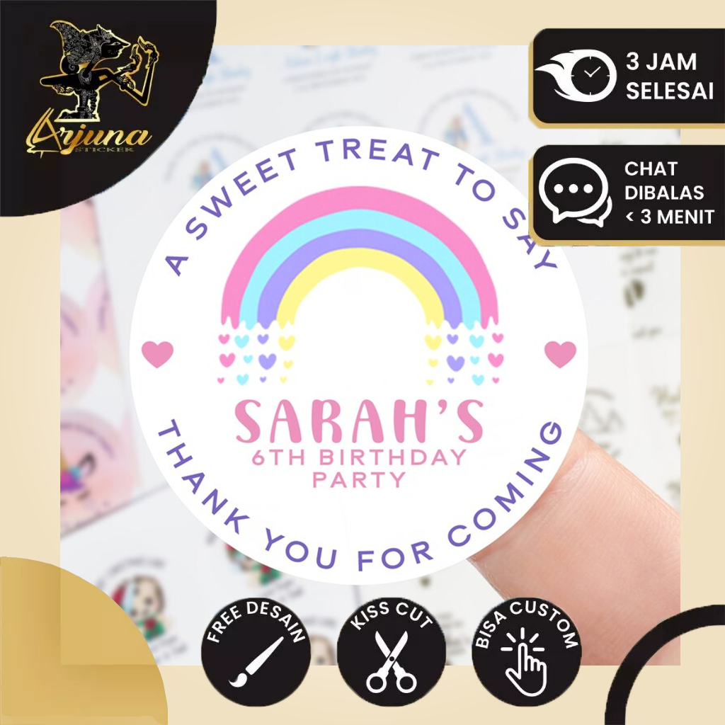 

Stiker Ulang Tahun Anak Arjuna Sticker Ultah Custom Label Birthday Party Tepang Taun Bidey Uk. Kecil