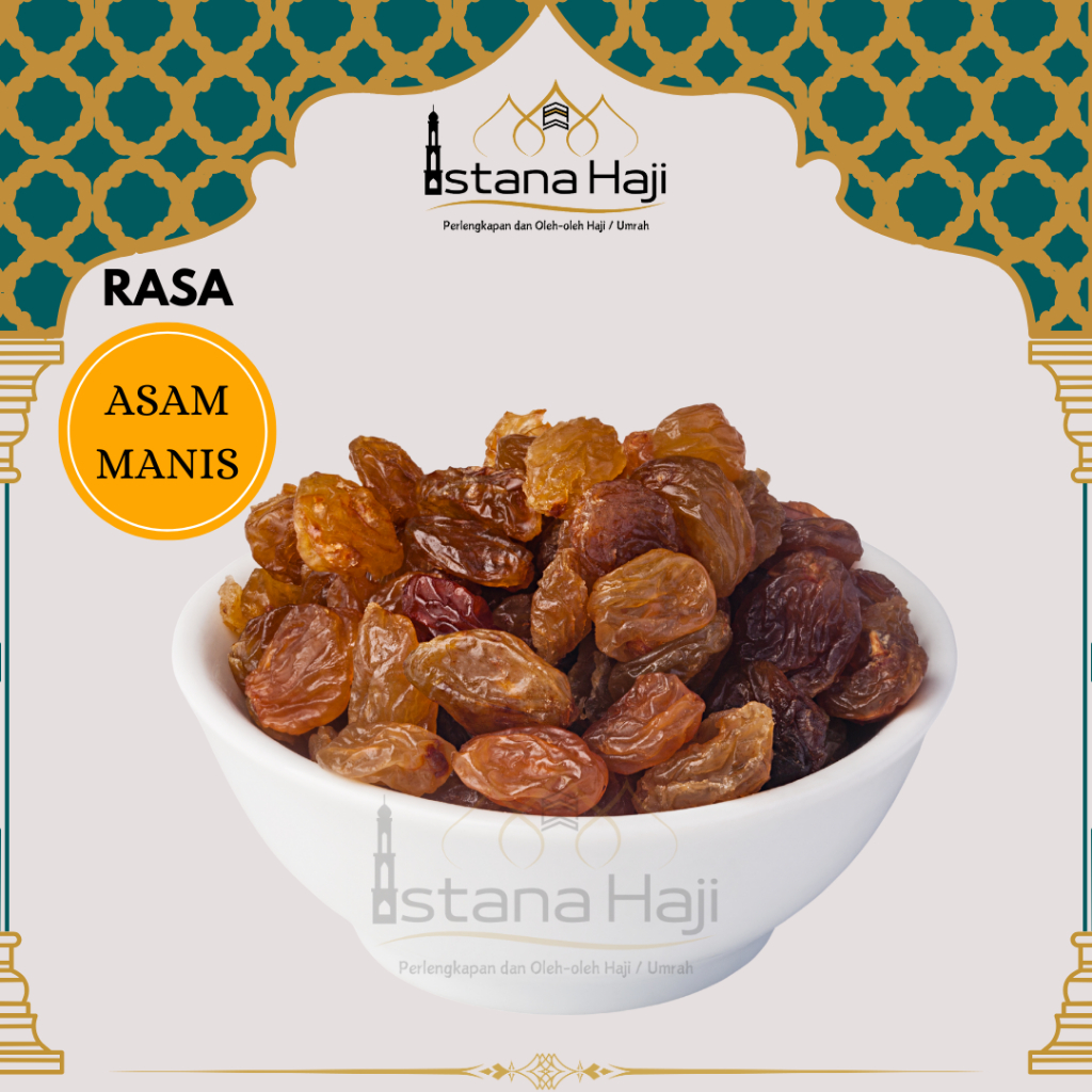 

Golden Raisin Kismis Anggur Asam | Asem Manis Oleh-Oleh Haji Umrah Umroh Fresh Camilan Sehat