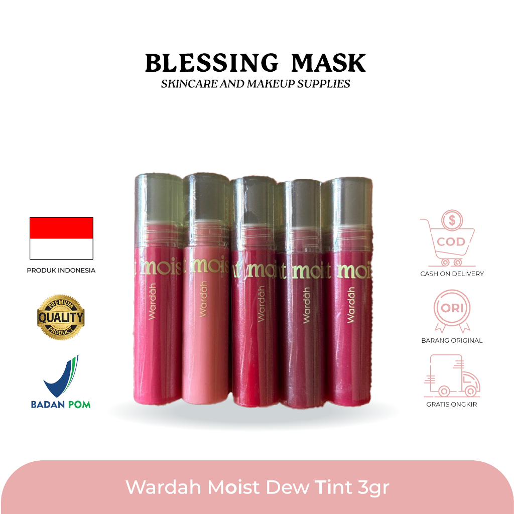 Wardah Moist Dew Tint 3g - Liptint | Ombre Tint | Bibir Lembab Glossy