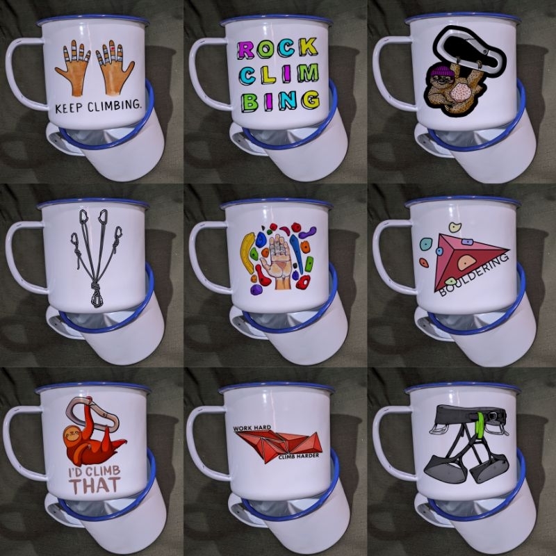 Cangkir Mug Enamel Decal Rock Climbing Harnes #11