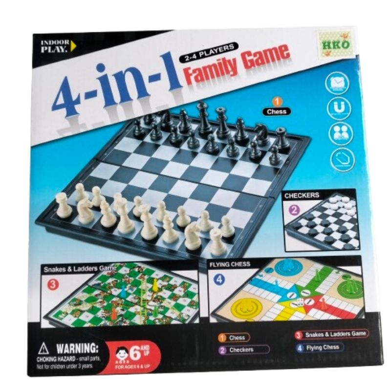 Mainan Board Game Ular Tangga Magnet 4 In 1 Family Game 
