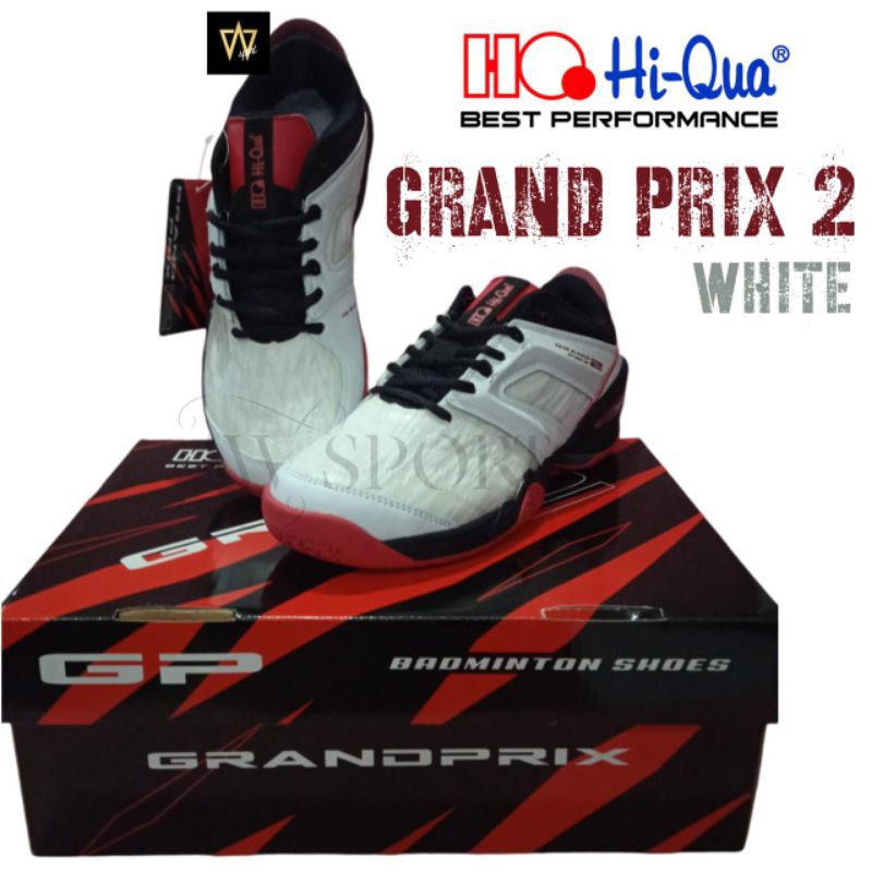 Sepatu Badminton Hi-Qua Grand Prix 2 White / Badminton Shoes