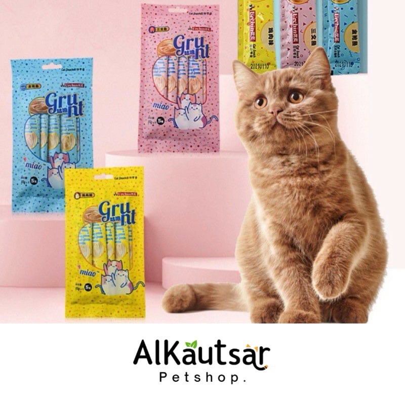 Urchin snack liquid creamy treats Tanpa Kemasan isi 5x15gr makanan kucing sachet pouch basah