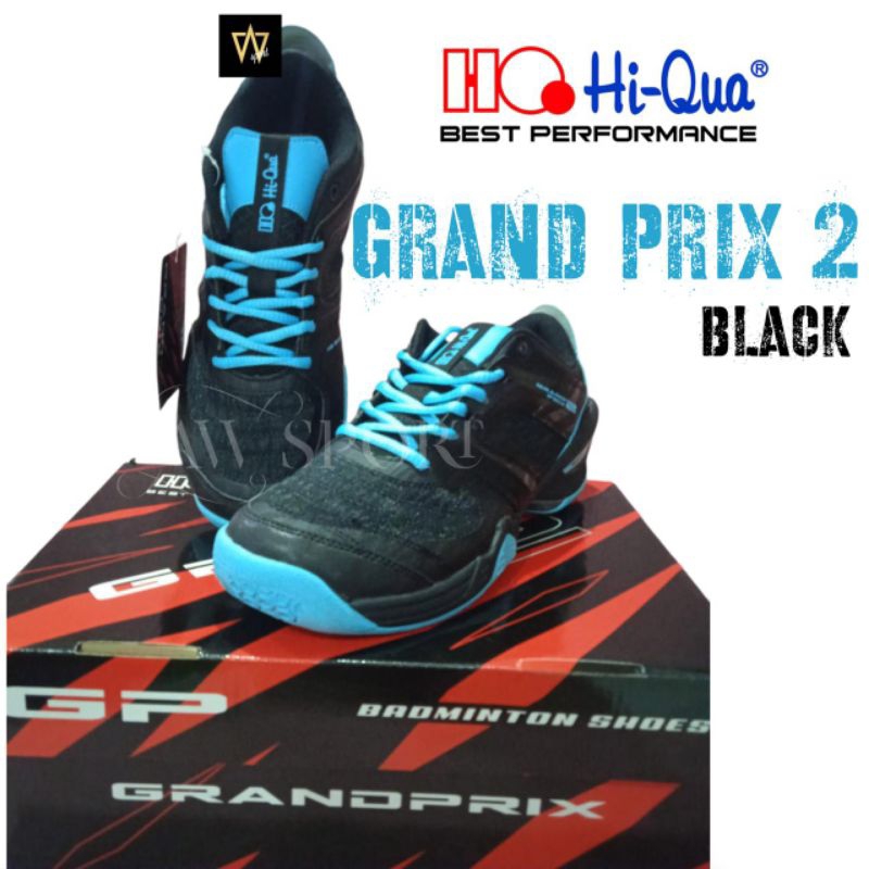 Sepatu Badminton Hi-Qua Grand Prix 2 Black / Badminton Shoes